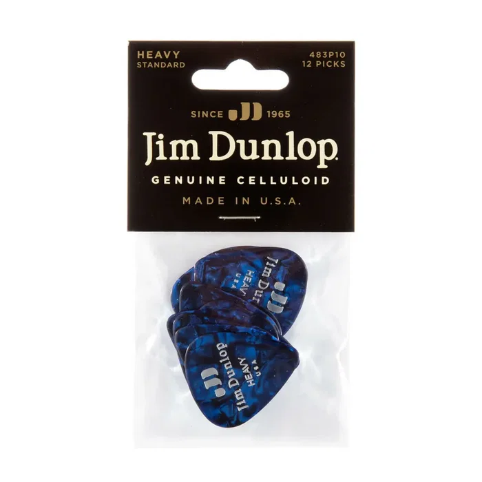 DUNLOP Pack de 72 médiators Genuine Celluloid Classic Bleu Nacré - Heavy