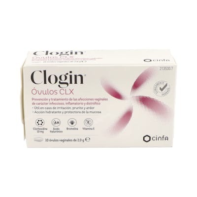 Cinfa Clogin Ovulos CLX, traitement vaginal antifongique, boîte de 10 ovules Cinfa Clogin Ovulos CLX, traitement vaginal antifongique, boîte de 10 ovules