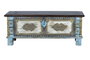 GINER Y COLOMER Buffet coffre en bois de manguier massif bleu vieilli et cerisier avec détails en bronze - 45 x 116 x 40 cm