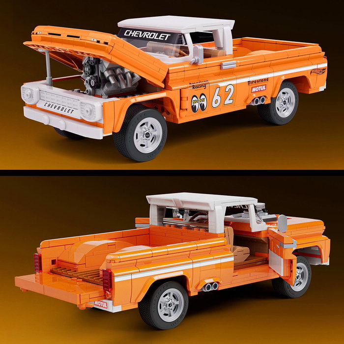 Mega Hot Wheels Coffret de Construction Custom Chevy Pickup 1962 Mattel Brick Shop (858 pièces)