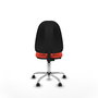 Chaise de bureau Algarra avec mécanisme Contact permanent de base, rembourrée de tissu orange foncé. Équipée d'une base chromée, sans accoudoirs et de roulettes autobloquantes