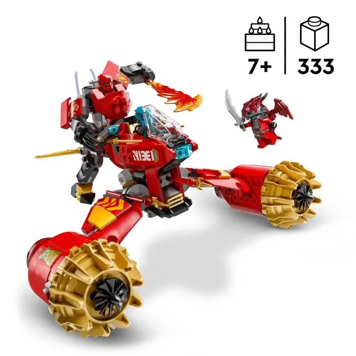 Lego NINJAGO 71830 La moto tempête du robot de Kai - Jeu de construction 7 ans et plus avec 3 minifigurines