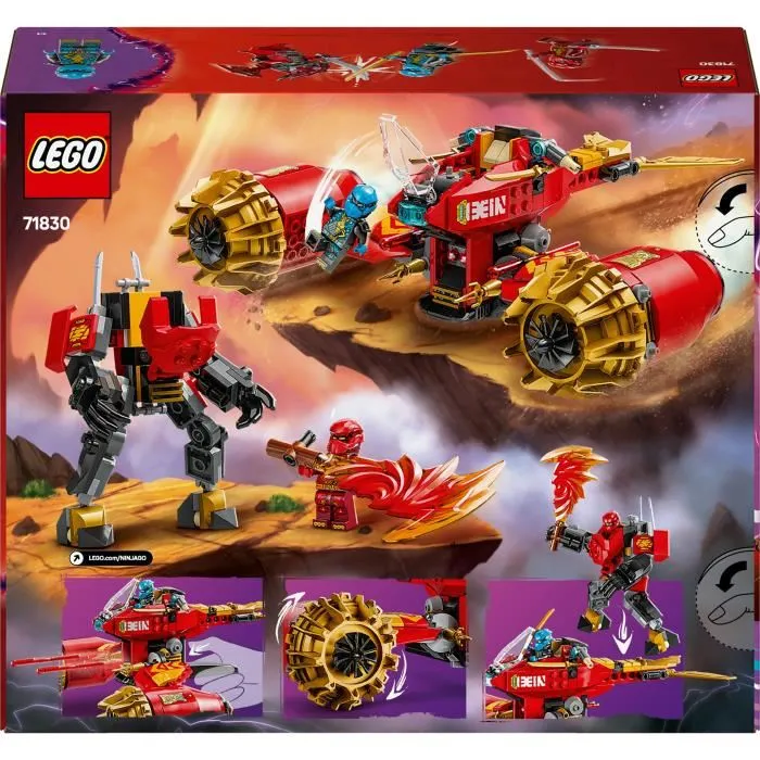 Lego NINJAGO 71830 La moto tempête du robot de Kai - Jeu de construction 7 ans et plus avec 3 minifigurines