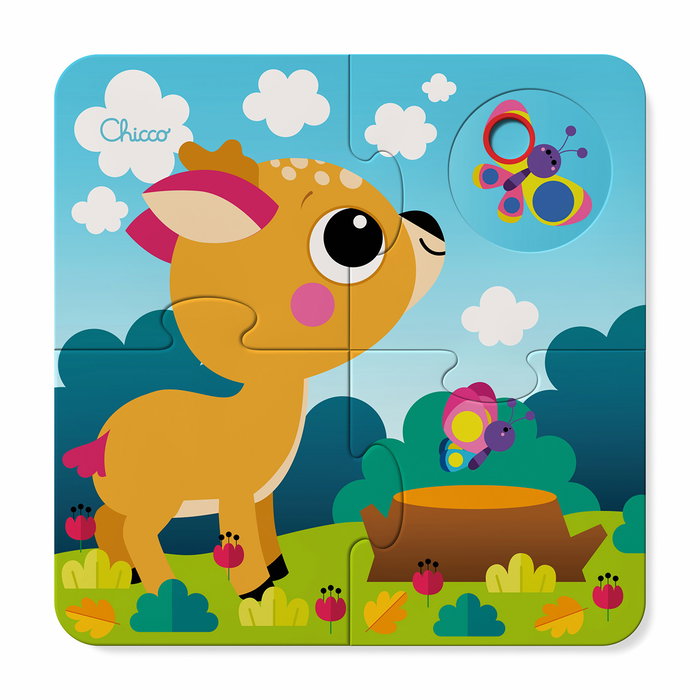 Chicco Puzzle Interactif 4 Puzzles Montessori - Dès 12 Mois - Espagnol - Jeu Éducatif pour Bébé