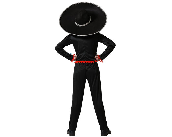 Déguisement Enfant Squelette Mariachi - Costume Halloween Taille 10-12 Ans (Garçon) - Noir en Polyester - Thème Jour des Morts