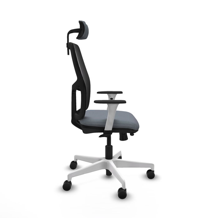 PIQUERAS Y CRESPO Chaise Alfera Synchrone Maille Gris/Noir Structure Blanche