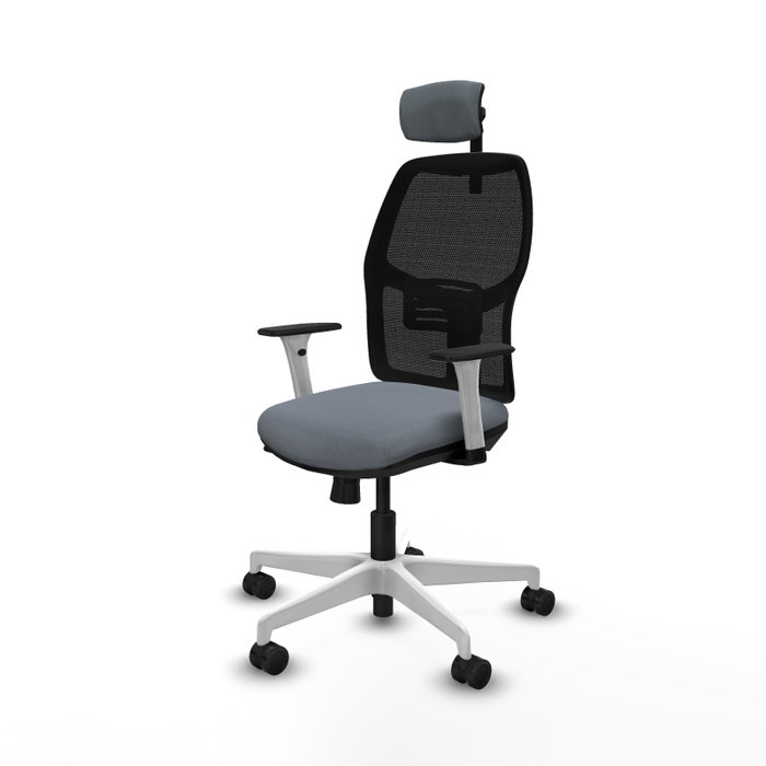 PIQUERAS Y CRESPO Chaise Alfera Synchrone Maille Gris/Noir Structure Blanche