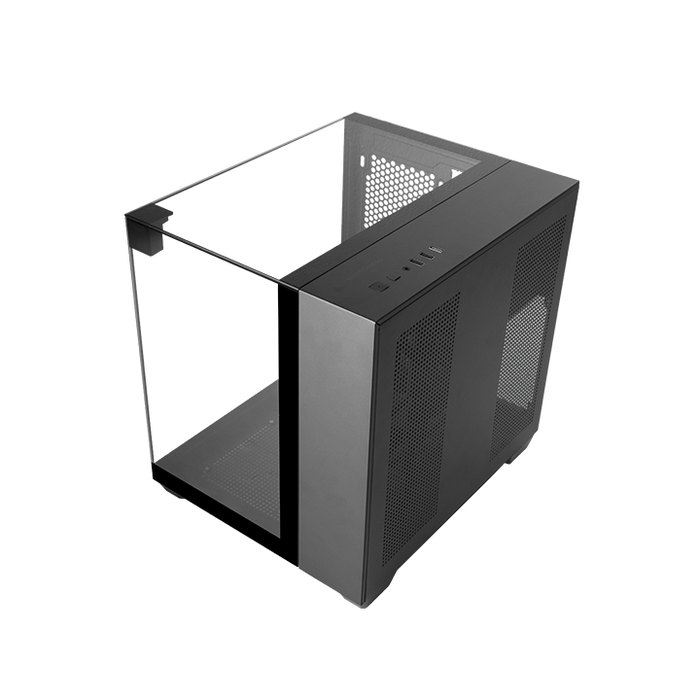 Mars Gaming MC-VISIONM Boîtier Micro-ATX Double Chambre, Cristal Trempé, 6 Ventilateurs 120mm, Noir, ARGB, Ventilation Avancée