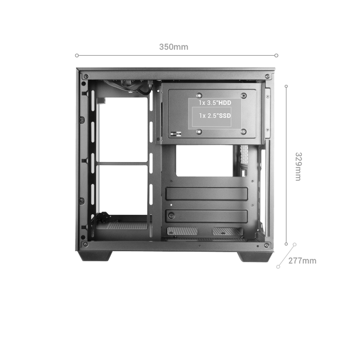 Mars Gaming MC-VISIONM Boîtier Micro-ATX Double Chambre, Cristal Trempé, 6 Ventilateurs 120mm, Noir, ARGB, Ventilation Avancée