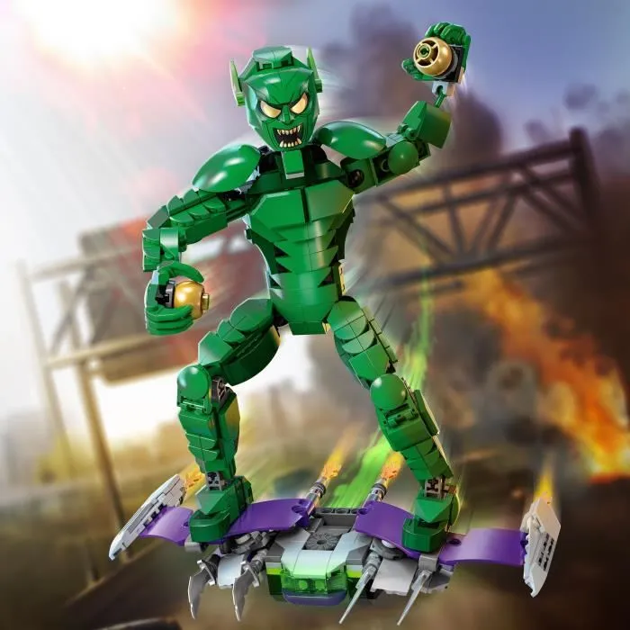 LEGO Marvel 76284 Figurine du Bouffon Vert à Construire - Jouet de Construction Articulé avec Planeur et Bombes Citrouilles