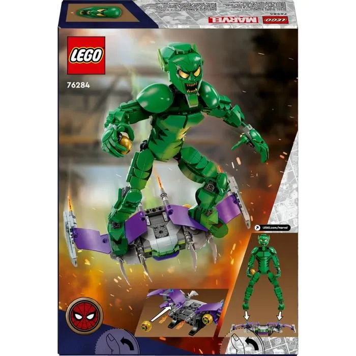 LEGO Marvel 76284 Figurine du Bouffon Vert à Construire - Jouet de Construction Articulé avec Planeur et Bombes Citrouilles