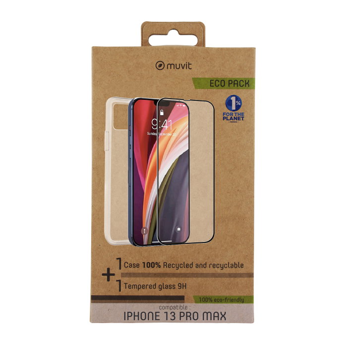 Muvit Pack Coque Recycletek et Protection Écran Éco-responsable pour iPhone 13 Pro Max Muvit Pack Coque Recycletek et Protection Écran Éco-responsable pour iPhone 13 Pro Max
