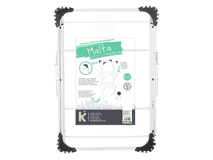Kipit Tendedero étroit métal 3 hauteurs blanc 69,5x69,5x50 cm 12 mètres de séchage (Set de 5)