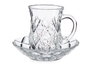 Vivalto Set de 4 Tasses en Verre avec Soucoupe Motif Losange 125 ml Transparent 12x9x12 cm (Set de 12)