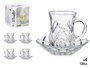 Vivalto Set de 4 Tasses en Verre avec Soucoupe Motif Losange 125 ml Transparent 12x9x12 cm (Set de 12)