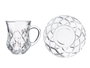Vivalto Set de 4 Tasses en Verre avec Soucoupe Motif Losange 125 ml Transparent 12x9x12 cm (Set de 12)