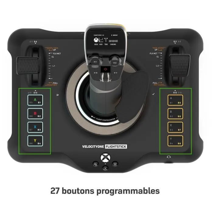 Turtle Beach VelocityOne Flightstick - Manette de vol pour Xbox Series X|S, Xbox One et PC - Joystick principal précis, 27 boutons programmables, écran OLED - Noir