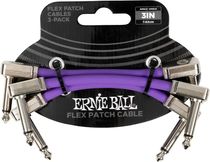 Ernie Ball Flex Patch Cable 3" Violet Pack de 3 - Câble jack pour pédalier