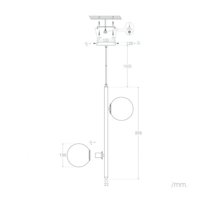 Lampe À Suspension Pali en métal et verre