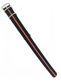 Ene Bracelet de montre 23mm Noir avec rayures orange
