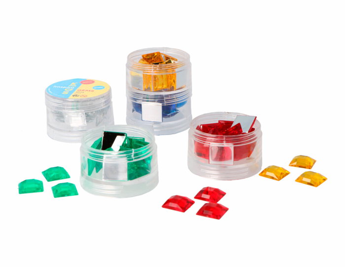Innspiro Set de gemmes acryliques carrées 16x16 mm, couleurs basiques