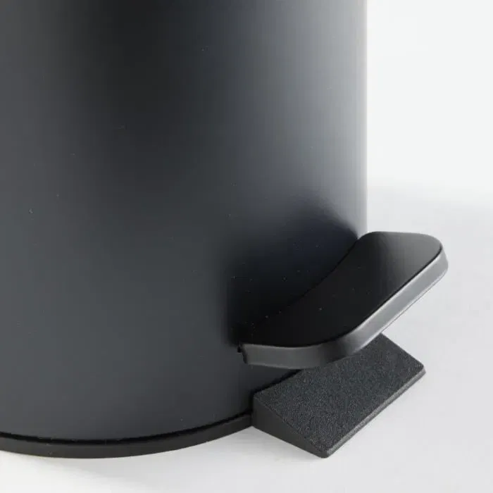 Today UTILITY Poubelle métal 3 L avec pédale, couvercle et bac intérieur - Ø 17 x H 25 cm - Noir
