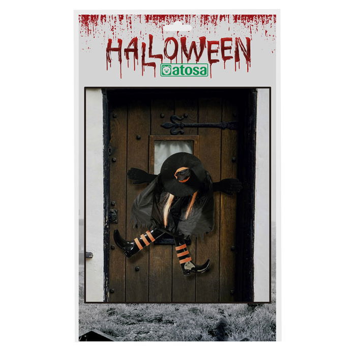 MagiWorks Figure suspendue de sorcière étoilée pour porte Halloween - Décoration de porte avec bras et jambes mobiles pour maison ou fête