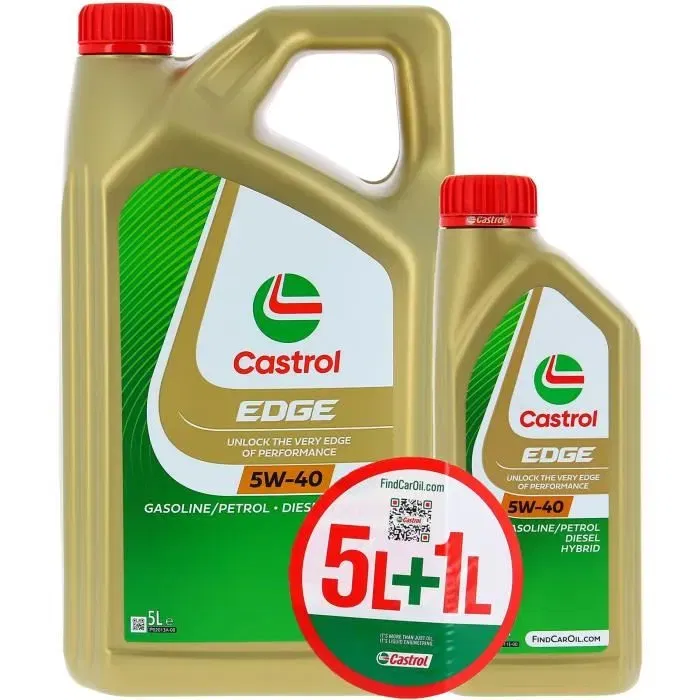 Castrol Huile Moteur EDGE 5W-40 - Bidon de 5L + 1L Gratuit - Réf. 057326