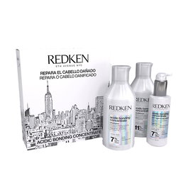 Redken Acidic Bonding Concentrate - Coffret Shampooing, Après-Shampooing & Sérum Réparateur Cheveux Endommagés - Sans Sulfate - 300ml + 300ml + 100ml