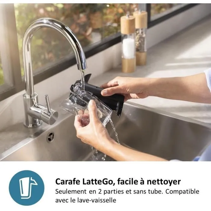 Philips EP2336/40 - Machine à café automatique expresso avec broyeur céramique, LatteGo, 12 niveaux de mouture, 4 recettes, système Aquaclean, Noir chromé