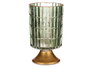Giftdecor Lanterne LED sur pied métal vert 10x18x10 cm avec verre et piles 2AA (Set de 6)