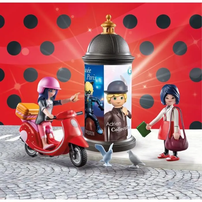 Playmobil 71864 - Figurine Marinette sur Scooter et Kagami, Jeu de Construction 17 Pièces Miraculous Ladybug, À Partir de 5 Ans