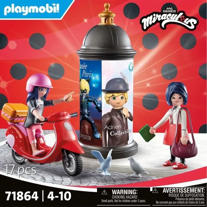Playmobil 71864 - Figurine Marinette sur Scooter et Kagami, Jeu de Construction 17 Pièces Miraculous Ladybug, À Partir de 5 Ans