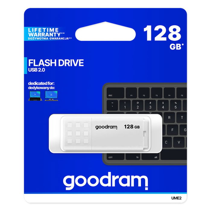 Goodram UME2 Clé USB 2.0 128 GB Blanc - Vitesse de lecture 20 MB/s