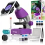 Bresser Junior - Microscope pour enfants 40x-640x avec éclairage LED et kit d'expérimentation (artémia) - Fonctionne sur piles, compact et léger