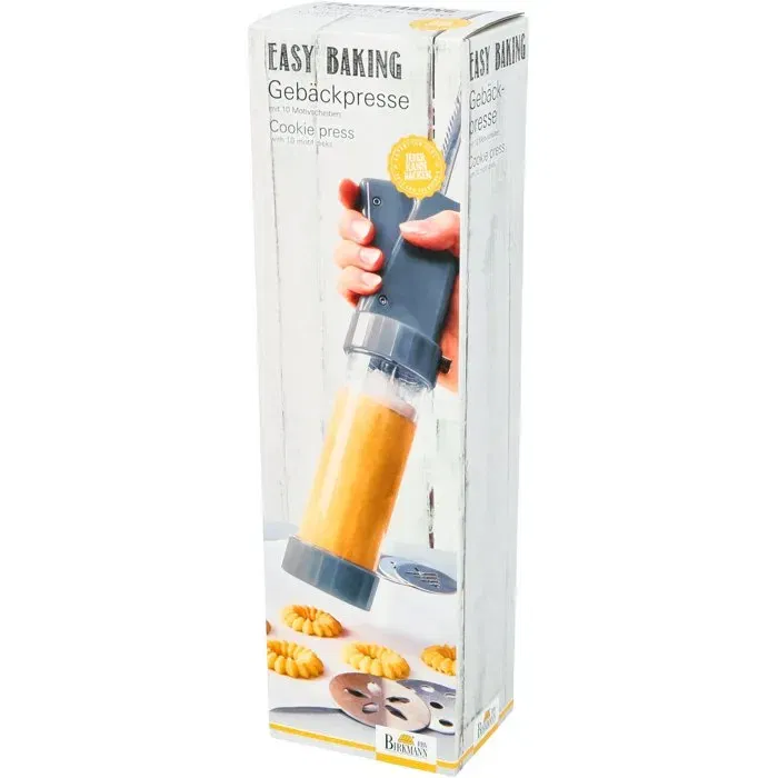 Birkmann EASY BAKING Presse à biscuits avec 10 disques à motifs - Plastique sans BPA, Lavable Lave-Vaisselle - Idéal Cookies Sucrés et Salés