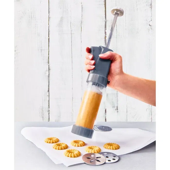 Birkmann EASY BAKING Presse à biscuits avec 10 disques à motifs - Plastique sans BPA, Lavable Lave-Vaisselle - Idéal Cookies Sucrés et Salés