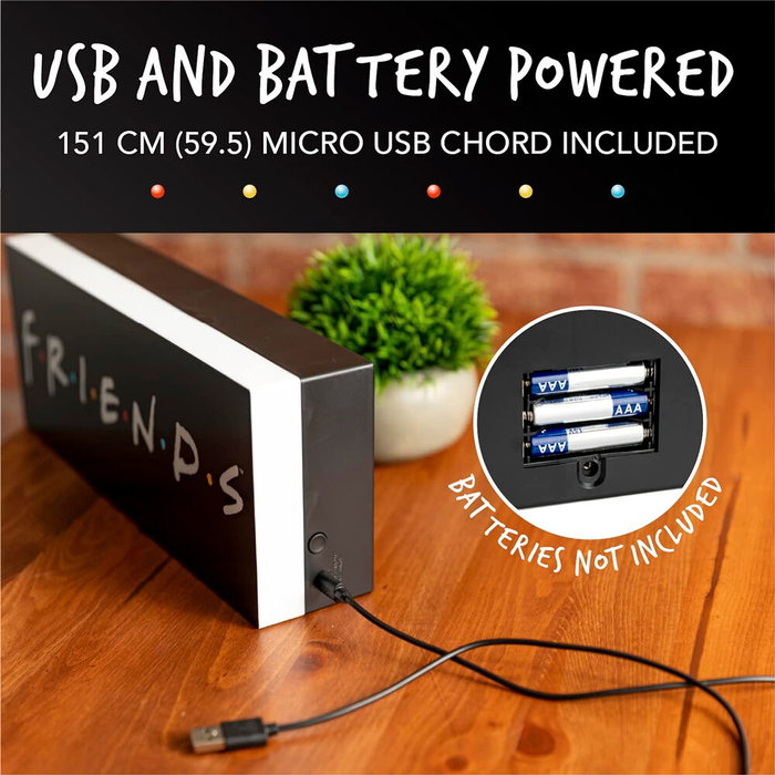 PALADONE - Lampe décorative lumineuse thème Friends, USB ou piles, à poser ou murale, 12 x 30 cm