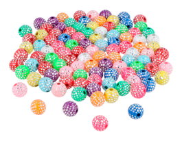 Innspiro Perles rondes en plastique multicolores avec pois argentés 8mm