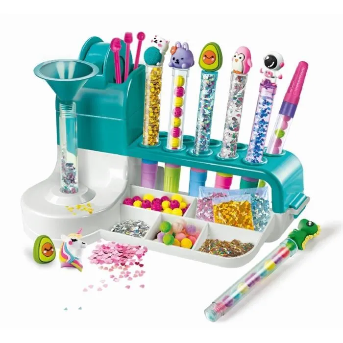 Clementoni - Atelier des Stylos - Coffret Créatif pour Créer et Personnaliser 10 Stylos - Nombreux Accessoires et Décorations Inclus - Fabriqué en Italie