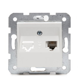Panasonic Karre Prise Téléphonique 1 x RJ11 - Cadre Métal Griffes - Blanc