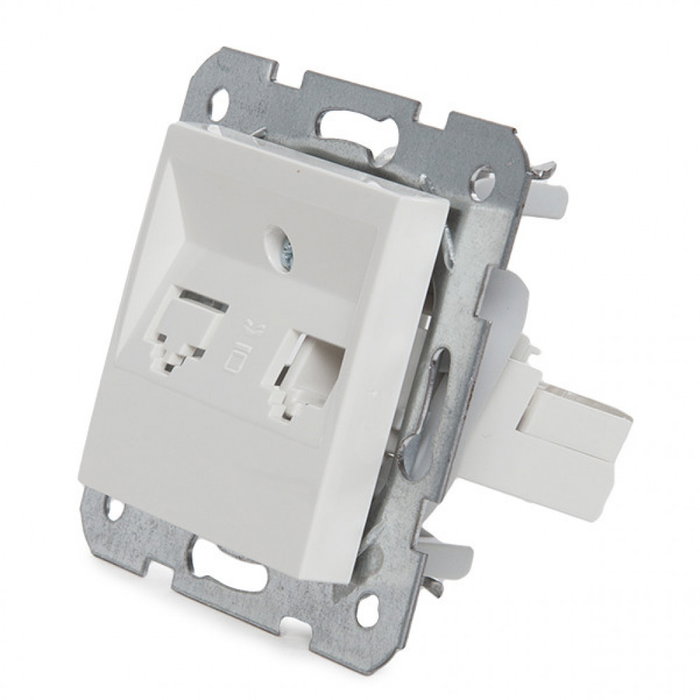 Panasonic Karre Prise Téléphonique 1 x RJ11 - Cadre Métal Griffes - Blanc