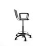 Tabouret Taburete Robledo Pivotant Chlorure de polyvinyle Gris clair Structure polyamide noire Accoudoirs fixes Sans appui-tête Roulettes pour moquette
