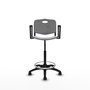 Tabouret Taburete Robledo Pivotant Chlorure de polyvinyle Gris clair Structure polyamide noire Accoudoirs fixes Sans appui-tête Roulettes pour moquette