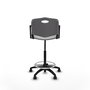Tabouret Taburete Robledo Pivotant Chlorure de polyvinyle Gris clair Structure polyamide noire Accoudoirs fixes Sans appui-tête Roulettes pour moquette