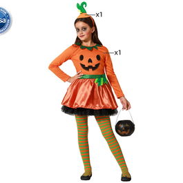 Déguisement Halloween Citrouille Orange avec Chapeau pour Fille 3-4 Ans