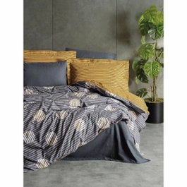 BigBuy Home Parure de couette en coton renforcé Gris, 220 x 240 cm