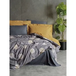 Parure de lit King - 1 housse de couette 220 x 240 cm + 2 taies d'oreiller 60 x 60 cm - Coton renforcé 100% - Gris - 145 fils