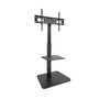 Tooq Support Sol VESA jusqu'à 75 Pouces 600x400 40 kg Noir avec Plateau Bois