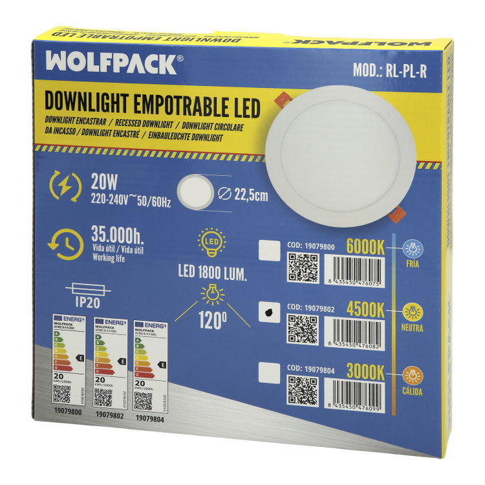WOLFPACK LINEA PROFESIONAL Downlight LED encastrable 20W 1800 lumens 4500K